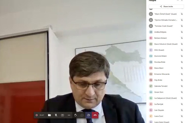 Slika Print screen zamjenika glavnog ravnatelja g. Antonia Šustića za vrijeme virtualnog sastanka.